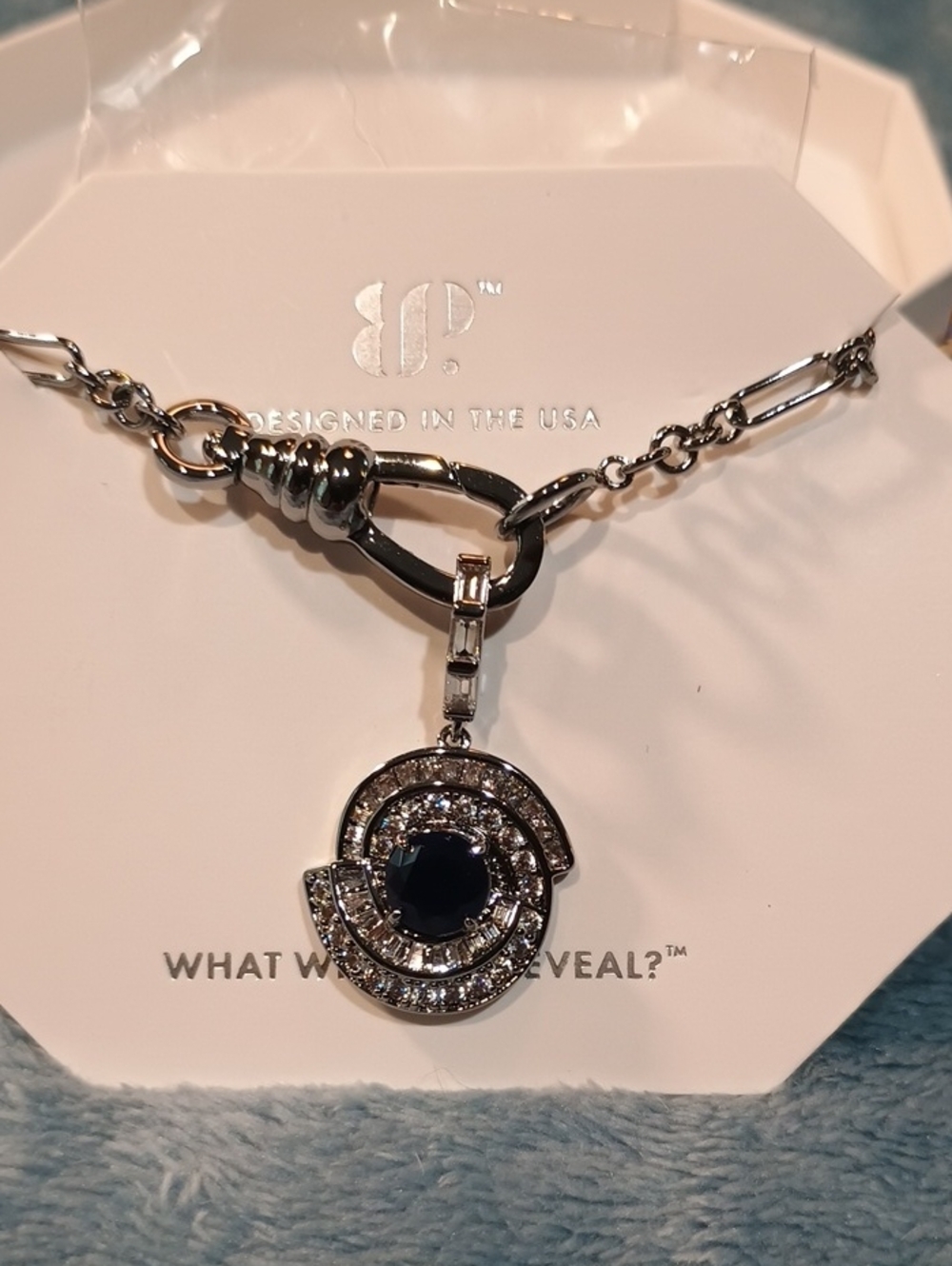 Bp Silver-Tone Necklace with Lab Created Sapphire Crystal Pendant
